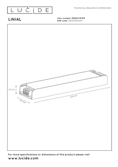 Lucide Premium LINIAL LED Driver 200W -Circuit lighting system - Smart - 48V Track